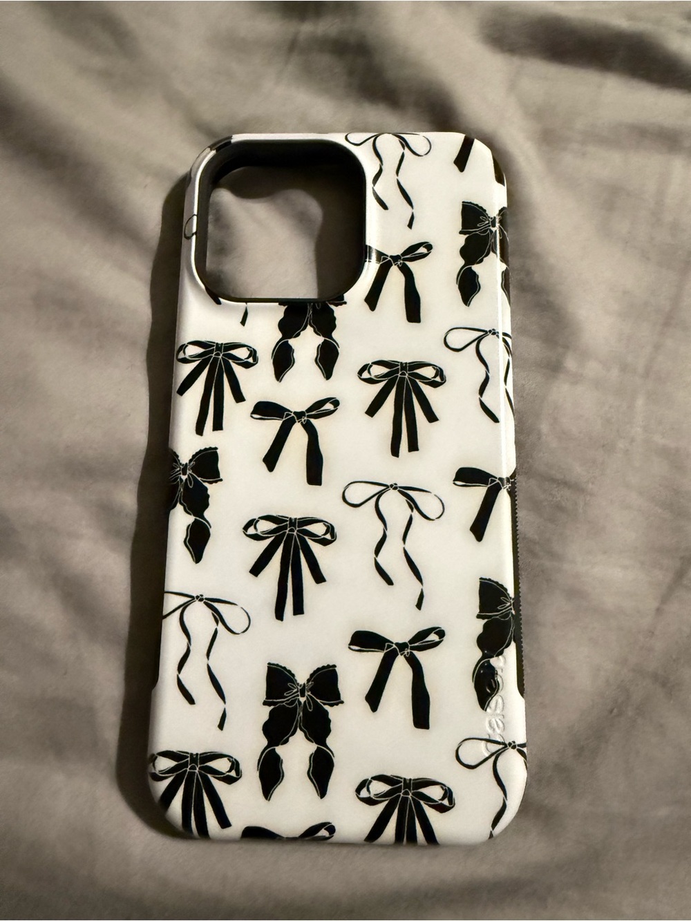 White and Black Bow Pattern Phone Case - Unbranded